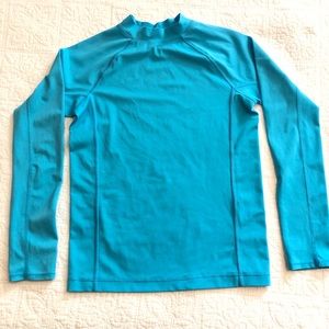Lands' End Boys Long Sleeve Rash Guard sz M (10-12) - Turquoise EUC